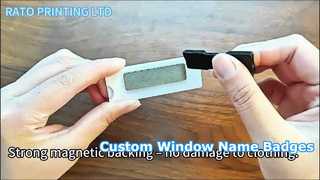 Benutzerdefiniertes Acryl-Namensschild mit Fenster | Magnetische Rückseite | Benutzerdefinierte Namensschilder