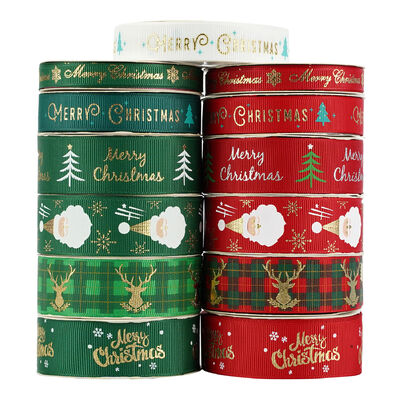Besorgen Individuell bedrucktes Weihnachts-Ripsband | Weihnachtsgeschenkverpackungsband Online-Herstellung