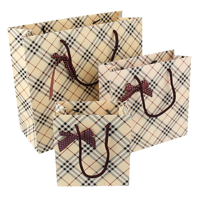 kaufen Kundenspezifischer biologisch abbaubarer Papierfördermaschinen-Taschen-Druckgroßhandel mit Bowknot online manufacture