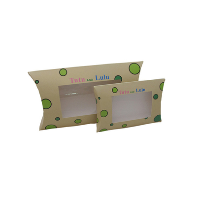 Ein guter Preis. Kundenspezifischer Recyclingpapier-Kissen-Kasten, der mit transparentem Fenster verpackt Online