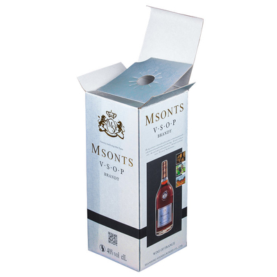 Ein guter Preis. Auftrags-F-Flöten-Wellpappe-Wein-Geschenkbox mit der Goldfolie, die Logo stempelt Online