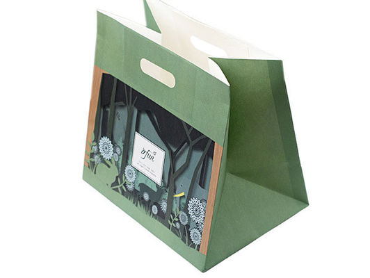 Kundenspezifische farbige Papiermittagessen-Drucktaschen mit stempelschneidener Griff-Fabrik