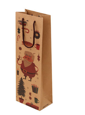 Kundenspezifisches Druck-Brown Kraftpapier-Wein-, dengeschenk mit Baumwolle einsackt, behandelt Massen