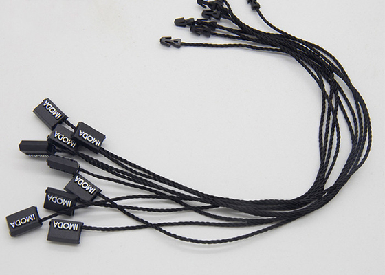 Ein guter Preis. Kundenspezifische weiße Folien-Logo Black Plastic Tags Small-Plastikhangtags-einzelne Enden-Schnur Online