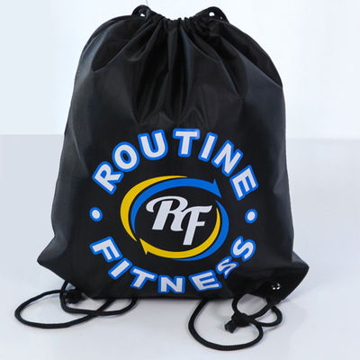 Ein guter Preis. Custom Drawstring-Taschen mit Logo-Druck Personalisierter schwarzer Drawstring-Rucksack Online