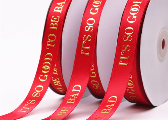 Ein guter Preis. Großhandel Custom Satin Ribbon mit Goldfolie Logo Luxus Ribbon für Boutiquen Online